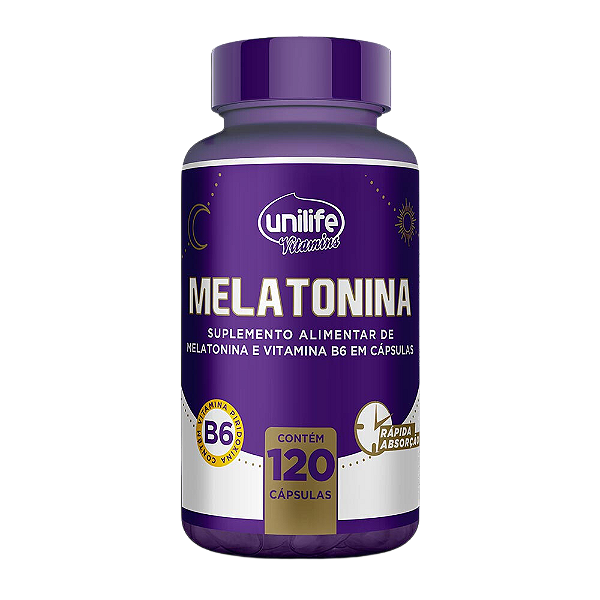 Melatonina Com Vitamina B6 350mg Unilife 120 Cápsulas