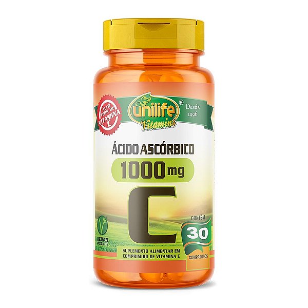 Vitamina C Ácido Ascórbico 1000mg Unilife 30 Comprimidos