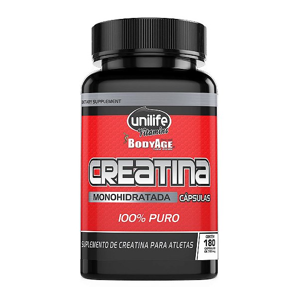 Creatina Monohidratada Em Cápsulas 720 Mg Unilife 180 Cápsulas