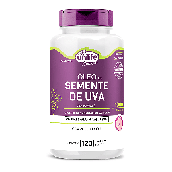Óleo de Semente de Uva 1000Mg Unilife 120 Cápsulas