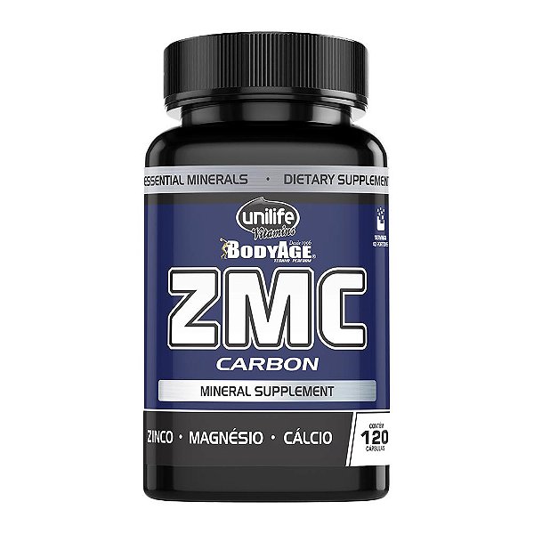 ZMC Carbon - Zinco, Magnésio e Cálcio 950 mg Unilife 120 Cápsulas