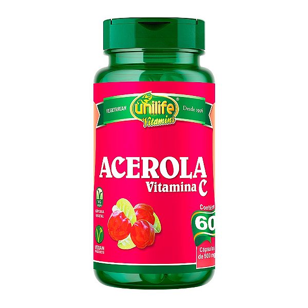 Acerola com Vitamina C 500mg Unilife 60 Cápsulas