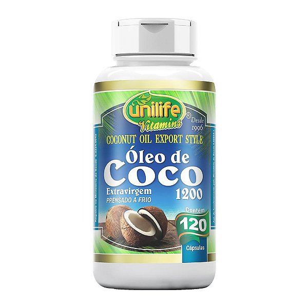 Óleo de Coco Extravirgem 1200mg Unilife 120 Cápsulas Unidade