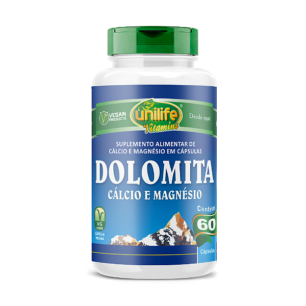 Dolomita - Cálcio e Magnésio 950 Mg Unilife 60 Cápsulas