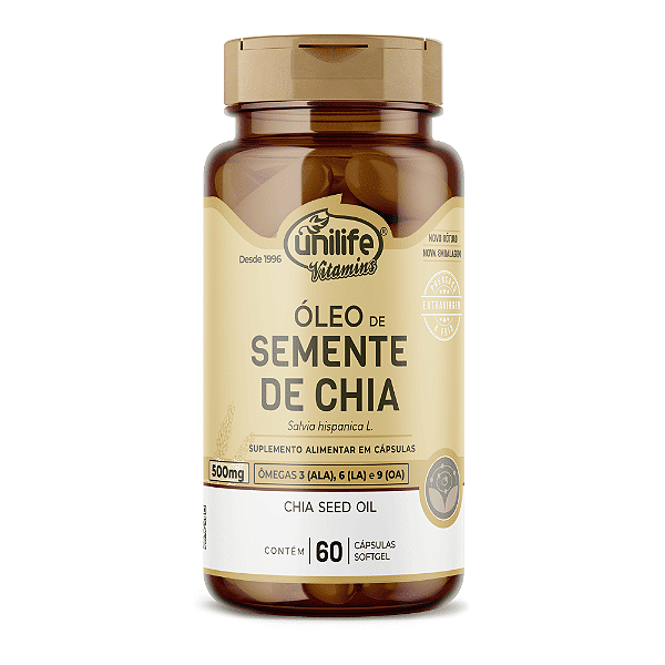 Óleo De Chia 700 Mg Unilife 60 Cápsulas