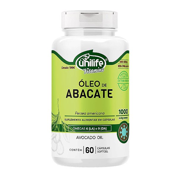 Óleo de Abacate 1000 Mg Unilife 60 Cápsulas