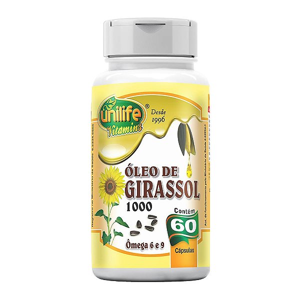 Óleo de Girassol 1000mg Unilife 60 Cápsulas