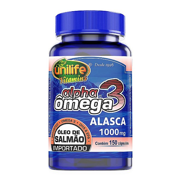 Alpha Ômega 3 Óleo De Salmão 1000Mg Unilife 150 Cápsulas