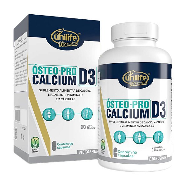 Ósteo-Pro Calcium D3 - Cálcio, Magnésio e Vitamina D 950Mg Unilife 90 Cápsulas