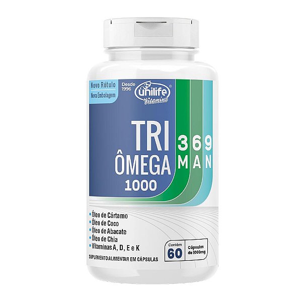 Tri ÔMega 3.6.9 Com Vitaminas 1000 Mg Unilife 60 Cápsulas