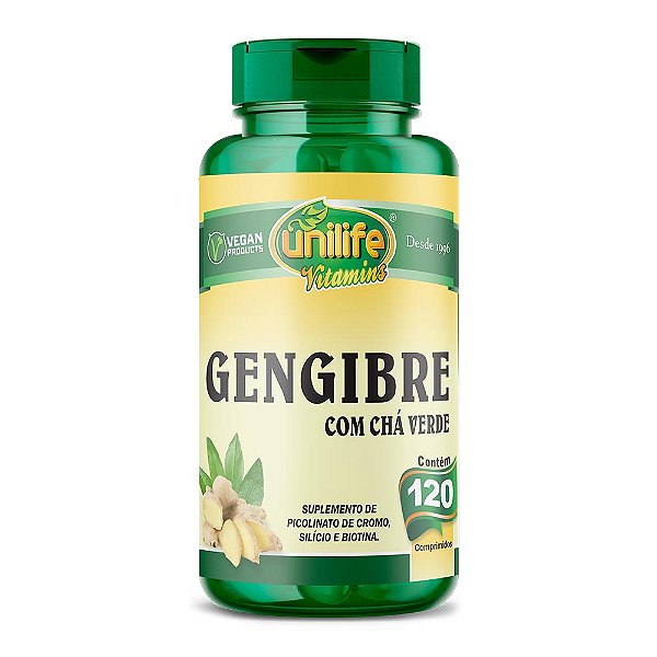 Gengibre Com Chá Verde 550mg Unilife 120 Comprimidos