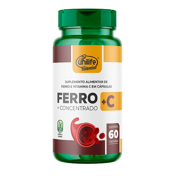 Ferro Com Vitamina C 500 Mg Unilife 60 Cápsulas