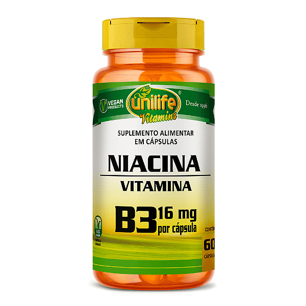 Vitamina B3 - Niacina 500 Mg Unilife 60 Cápsulas