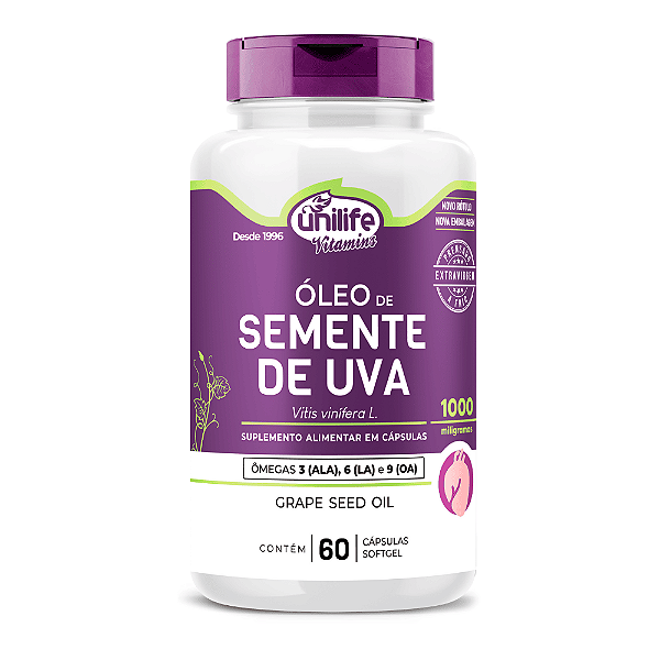 Óleo de Semente de Uva 1000Mg Unilife 60 Cápsulas