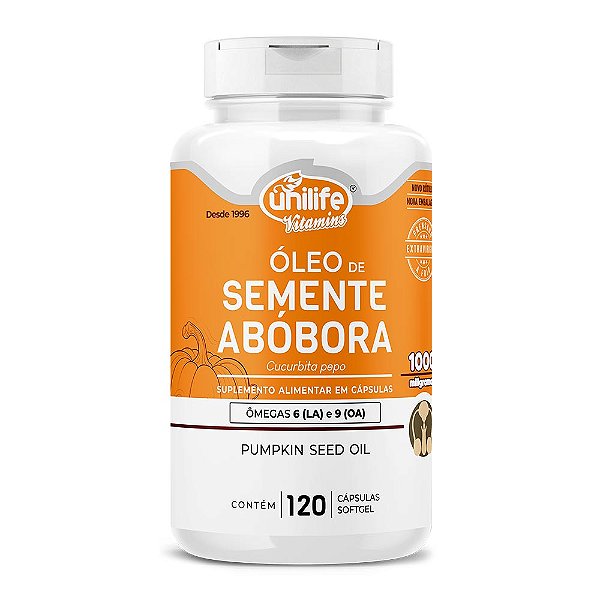 Óleo de Semente de Abóbora 1000Mg Unilife 120 Cápsulas