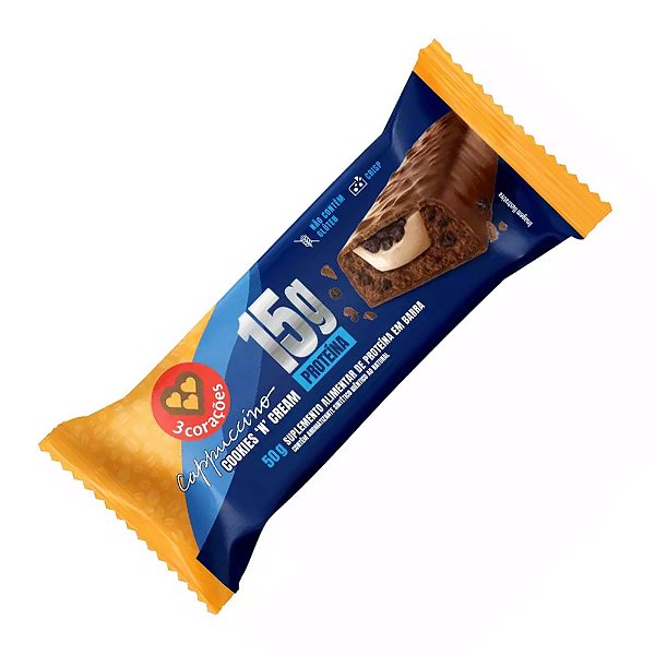 Barra De Proteína Cappuccino Cookies 3 Corações 50g