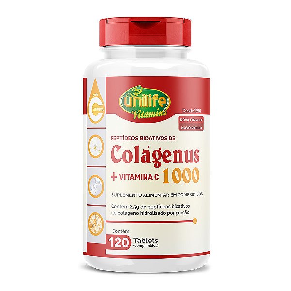 Colágenus Hidrolisado Com Vitamina C Unilife 120 Cápsulas