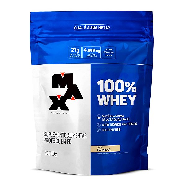 100% Whey Baunilha Refil Max Titanium 900g