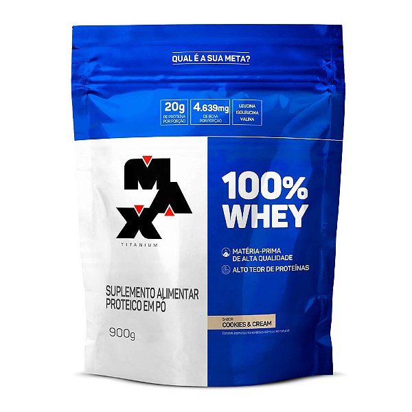 100% Whey Cookies Cream Refil Max Titanium 900g