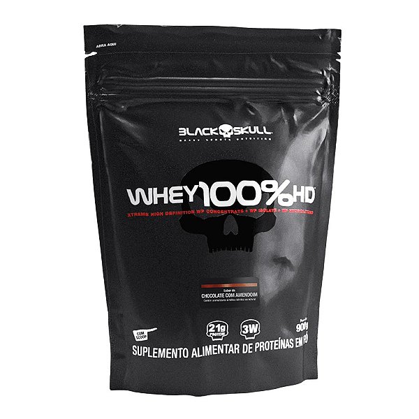 Whey 100% HD Chocolate Com Amendoim Refil Black Skull 900g