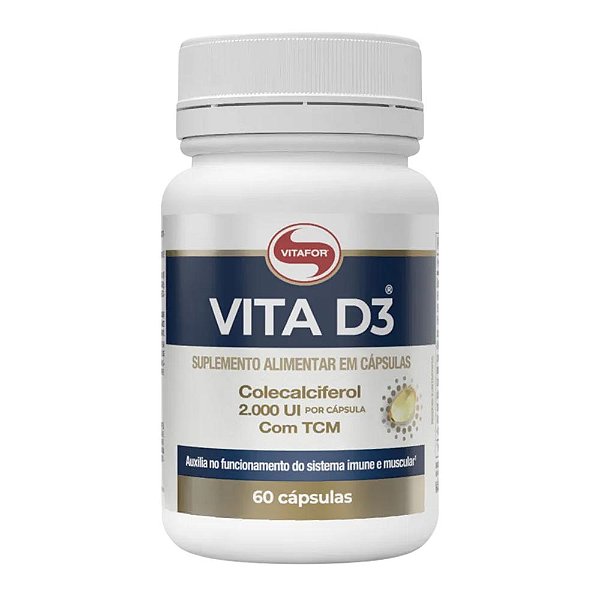Vitamina D3 Colecalciferol 2000UI Vitafor 60 Cápsulas
