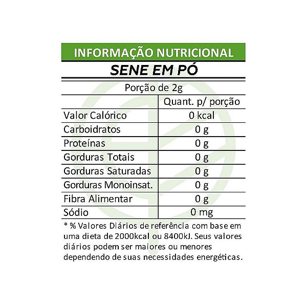 Chá de Sene Em Pó Puro Pacote 100g