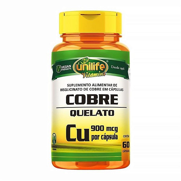 Cobre Quelato 350 Mg Unilife 60 Cápsulas