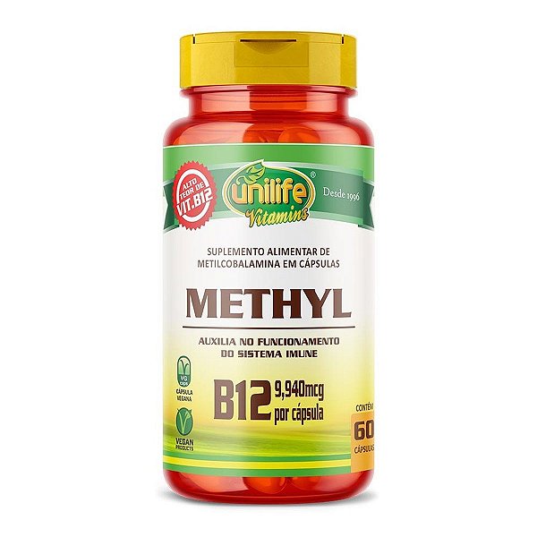 Vitamina B12 Methyl Unilife 60 Cápsulas Pacote 1Kg