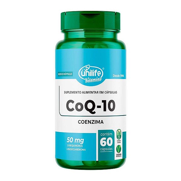 Coenzima Coq-10 Ubiquinona 50Mg Unilife 60 Cápsulas Pacote 1Kg