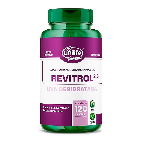 Revitrol - Uva Desidratada 500mg Unilife 120 Cápsulas Pacote 1Kg