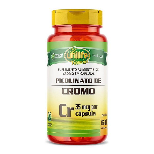Picolinato de Cromo 500mg Unilife 60 Cápsulas Pacote 1Kg