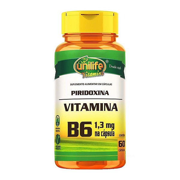 Vitamina B6 Piridoxina Unilife 60 Cápsulas Pacote 1Kg