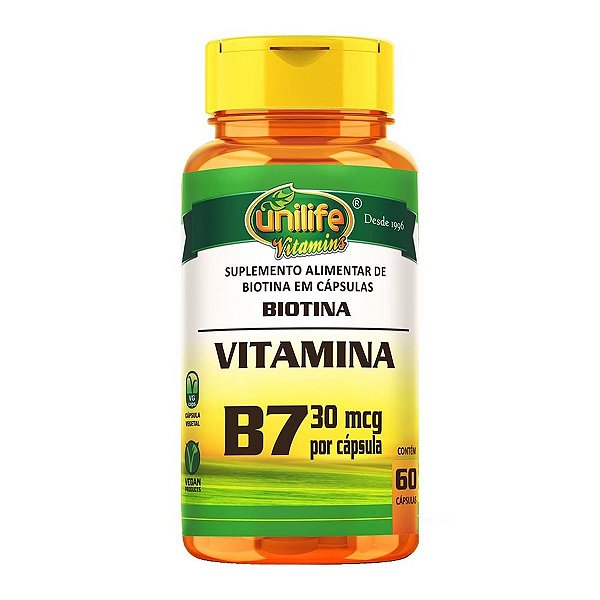Vitamina B7 Biotina Unilife 60 Cápsulas Pacote 1Kg