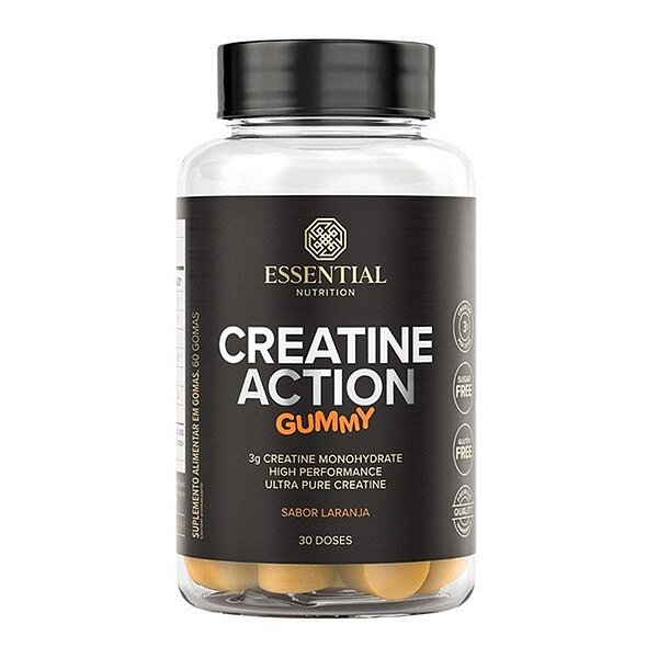 Creatine Action Gummy Laranja Essential Nutrition 60 Gomas