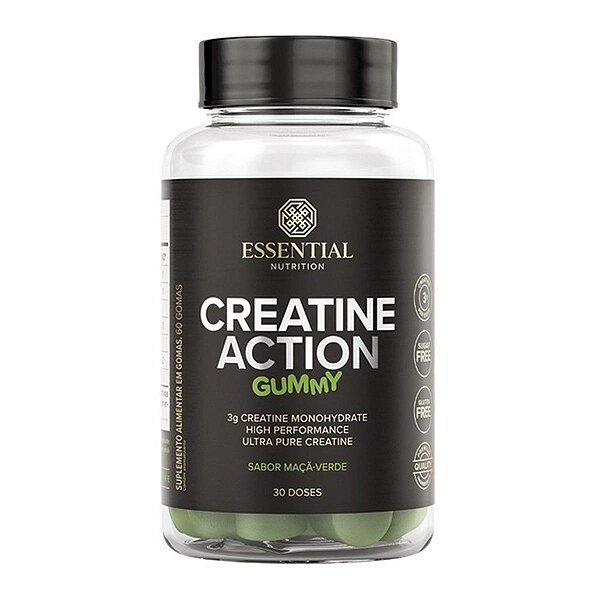 Creatine Action Gummy Maça Verde Essential Nutrition 60 Gomas