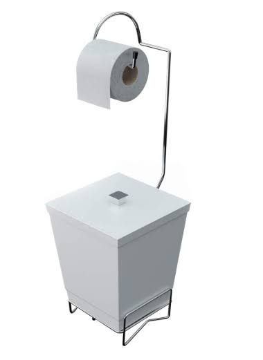 Suporte para Papel Higiênico com Lixeira Branco 59Cm