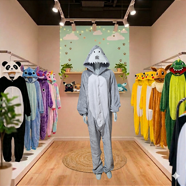 Kigurumi Pijama Macacão - Tubarão