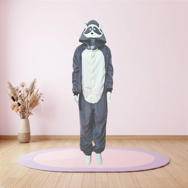 Kigurumi Pijama Macacão - Guaxinim