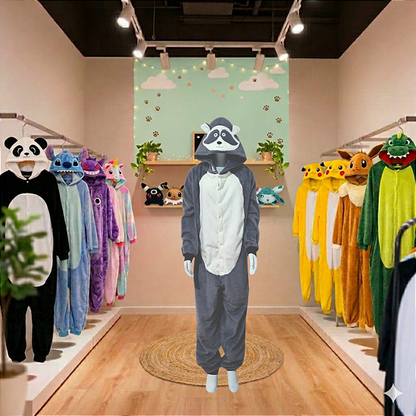 Kigurumi Pijama Macacão - Guaxinim