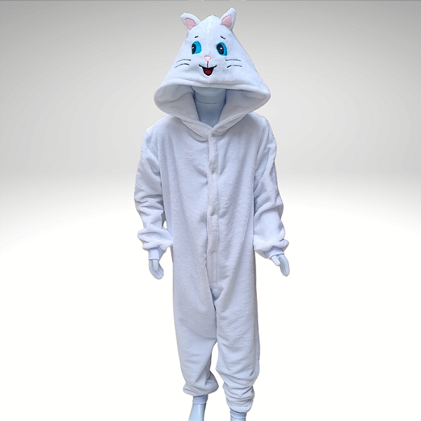 Kigurumi Pijama Macacão - Gato Branco
