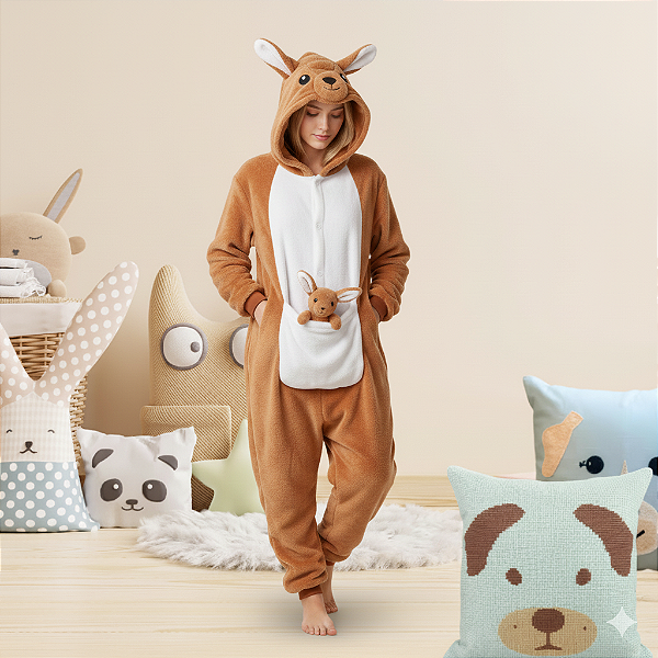 Kigurumi Pijama Macacão - Canguru