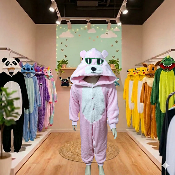 Kigurumi Pijama Macacão - Urso de Óculos