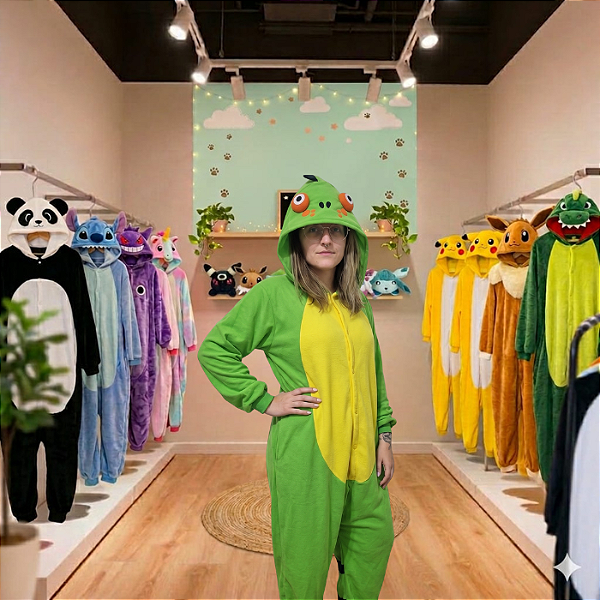 Kigurumi Pijama Macacão Malha - Lagarto