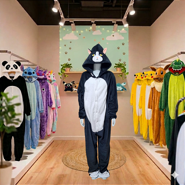 Kigurumi Pijama Macacão - Gato Frajolinha