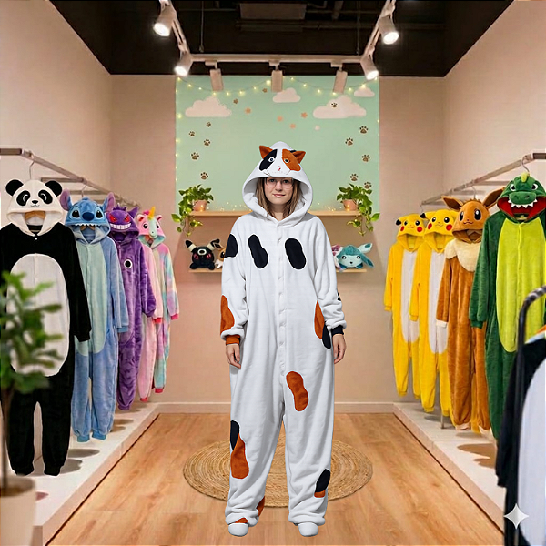 Kigurumi Pijama Macacão - Gato Tricolor