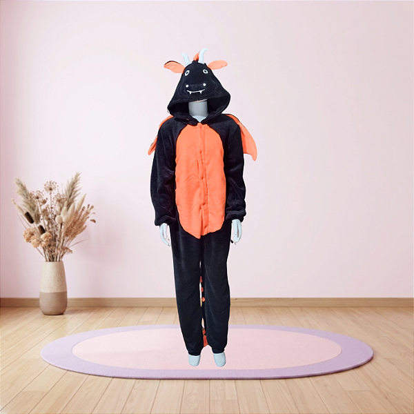 Kigurumi Pijama Macacão - Dragão Preto