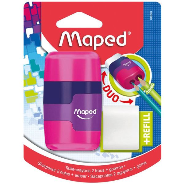 APONTADOR C/ DEPOSITO + BORRACHA CONNECT DUO ROSA BLS C/1 MAPED 049220