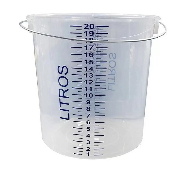BALDE PLASTICO GRADUADO TRANSPARENTE 20 LITROS C/ ALCA