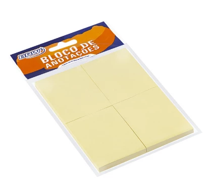 BLOCO ADESIVO SMART NOTES 38X51MM- AMARELO PASTEL - 50FLS - 4BLOCOS