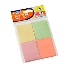 BLOCO ADESIVO SMART NOTES 38X51MM- COLORIDO PASTEL - 50FLS - 4BLOCOS